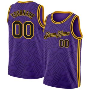 Custom Purple Black-Gold Authentic City Edition Basketball Jersey