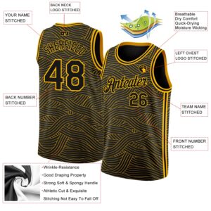 Custom Black Gold Authentic City Edition Basketball Jersey