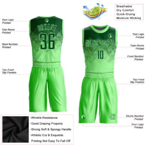 Custom Pea Green Green Round Neck Sublimation Basketball Suit Jersey