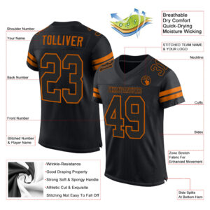 Custom Black Black-Texas Orange Mesh Authentic Football Jersey