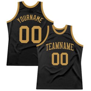 Custom Black Old Gold Authentic Throwback Basketball Jersey