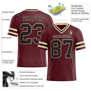 Custom Burgundy Black-City Cream Mesh Authentic Football Jersey