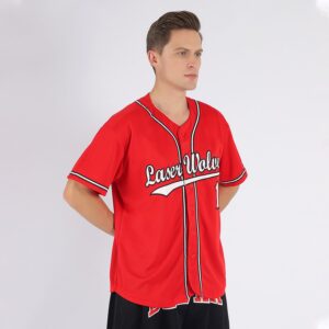 Custom Red White-Black Baseball Jersey