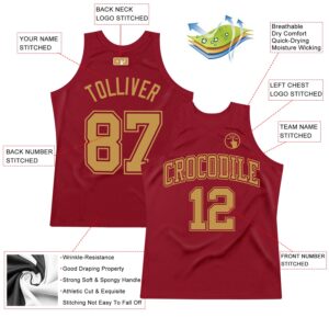 Custom Maroon Old Gold Authentic Throwback Basketball Jersey