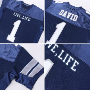 Custom Navy White-Light Gray Mesh Authentic Football Jersey