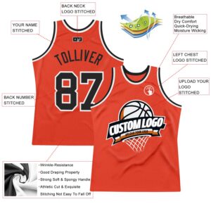 Custom Orange Black-White Authentic Throwback Basketball Jersey