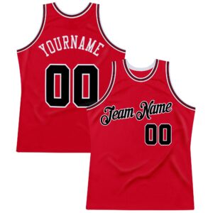 Custom Red Black-Red Authentic Throwback Basketball Jersey