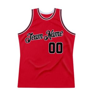 Custom Red Black-Red Authentic Throwback Basketball Jersey