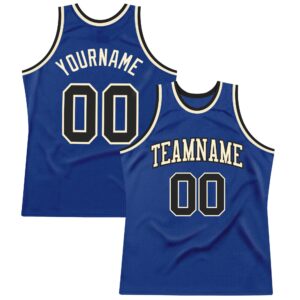 Custom Royal Black-Cream Authentic Throwback Basketball Jersey