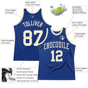 Custom Royal Cream Authentic Throwback Basketball Jersey