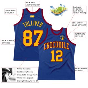 Custom Royal Gold-Maroon Authentic Throwback Basketball Jersey