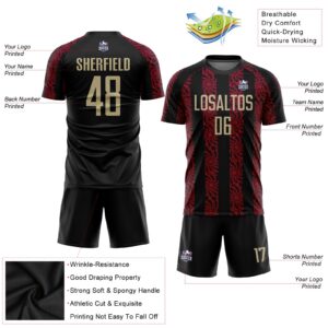 Custom Black Vegas Gold-Red Sublimation Soccer Uniform Jersey