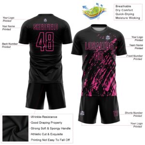 Custom Black Pink Sublimation Soccer Uniform Jersey