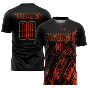 Custom Black Orange Sublimation Soccer Uniform Jersey