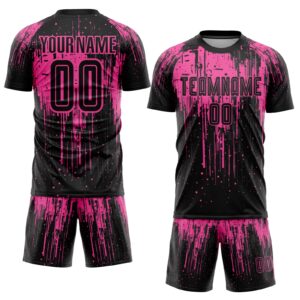 Custom Pink Black Sublimation Soccer Uniform Jersey