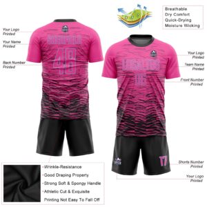 Custom Pink Black-Light Blue Sublimation Soccer Uniform Jersey