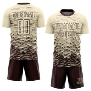 Custom Cream Brown Sublimation Soccer Uniform Jersey