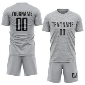 Custom Gray Black Sublimation Soccer Uniform Jersey