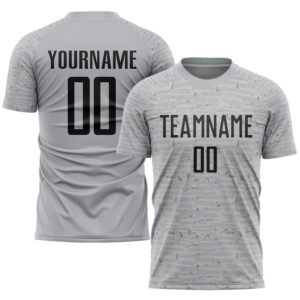 Custom Gray Black Sublimation Soccer Uniform Jersey