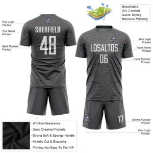 Custom Steel Gray White Sublimation Soccer Uniform Jersey