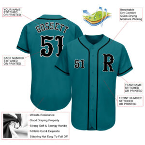 Custom Teal Black-Gray Authentic Baseball Jersey