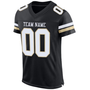 Custom Black White-Vegas Gold Mesh Authentic Football Jersey