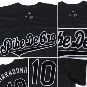 Custom Black Black-Gray Authentic Baseball Jersey