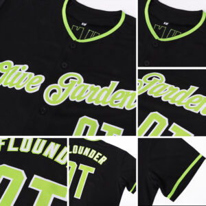 Custom Black Neon Green-White Authentic Baseball Jersey