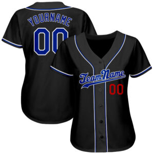 Custom Black Royal-Red Authentic Baseball Jersey