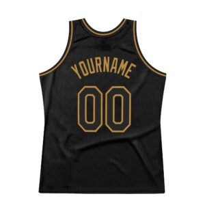 Custom Black Black-Old Gold Authentic Throwback Basketball Jersey