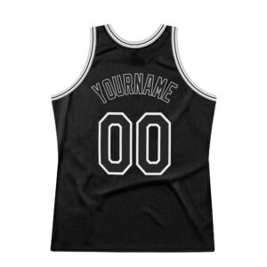 Custom Black Black-Gray Authentic Throwback Basketball Jersey