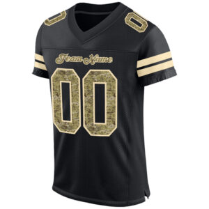 Custom Black Camo-Cream Mesh Authentic Salute To Service Football Jersey