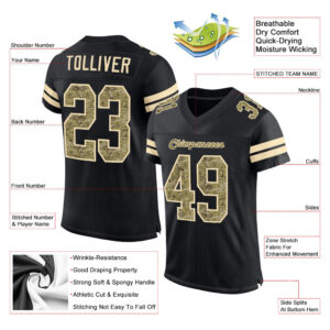 Custom Black Camo-Cream Mesh Authentic Salute To Service Football Jersey