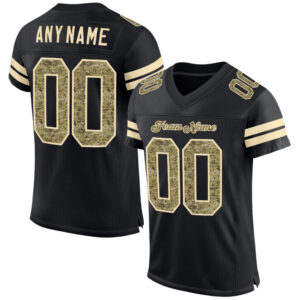 Custom Black Camo-Cream Mesh Authentic Salute To Service Football Jersey