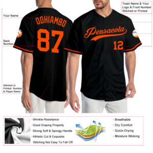 Custom Black Orange Authentic Baseball Jersey