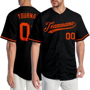 Custom Black Orange Authentic Baseball Jersey