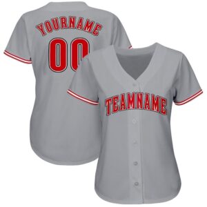 Custom Gray Red-White Baseball Jersey