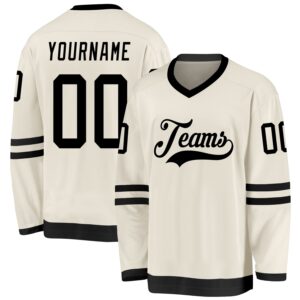 Custom Cream Black Hockey Jersey