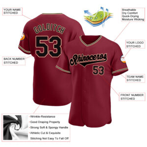 Custom Crimson Black-City Cream Authentic Baseball Jersey