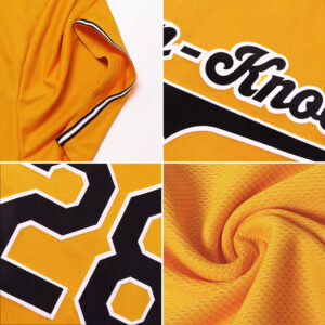 Custom Gold Black-White Authentic Baseball Jersey