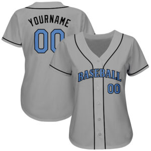 Custom Gray Light Blue-Black Authentic Father’s Day Baseball Jersey