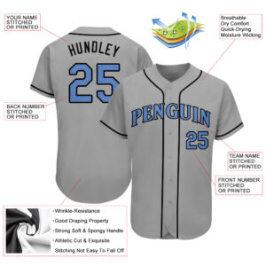 Custom Gray Light Blue-Black Authentic Father’s Day Baseball Jersey