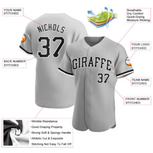 Custom Gray Black-White Authentic Baseball Jersey