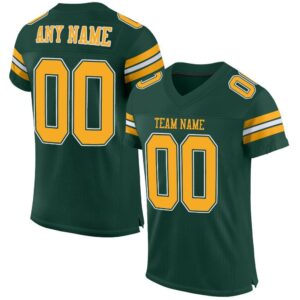 Custom Green Gold-White Mesh Authentic Football Jersey