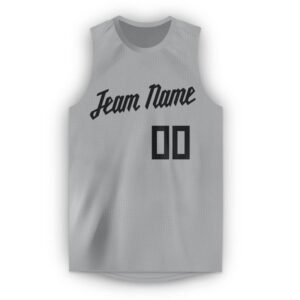 Custom Gray Black Round Neck Basketball Jersey