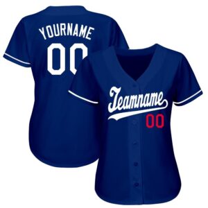 Custom Royal White-Red Baseball Jersey