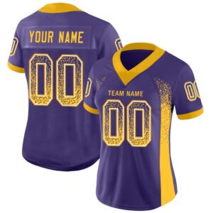 Custom Purple Gold-White Mesh Drift Fashion Football Jersey