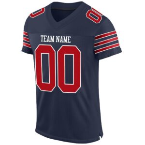 Custom Navy Red-White Mesh Authentic Football Jersey