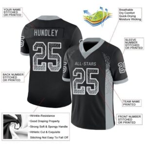 Custom Black Silver-White Mesh Drift Fashion Football Jersey