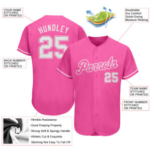 Custom Pink White Authentic Baseball Jersey